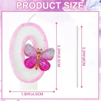 粉紅色蝴蝶 0-9 免費配對組合數字蠟燭生日蠟燭非常適合高端烘焙蛋糕裝飾。 10 最佳銷售 蝴蝶蠟燭 - №3