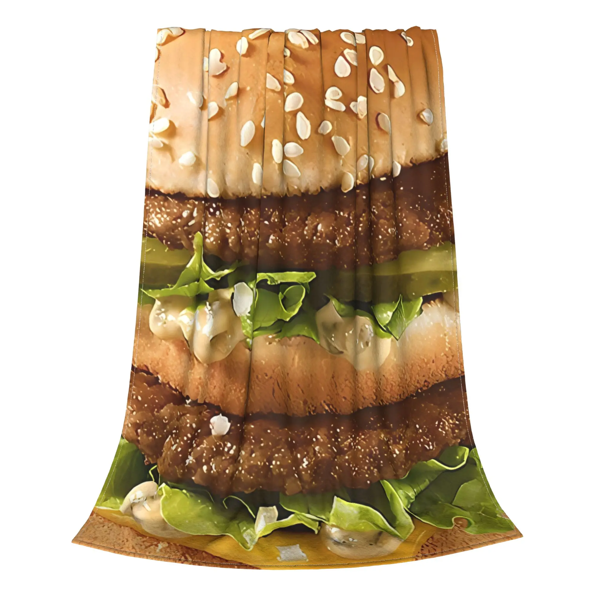 1PC Home Cutecore Big Burger Hamburger Blanket Super Cosy Plush Home Living Room Sofa Halloween