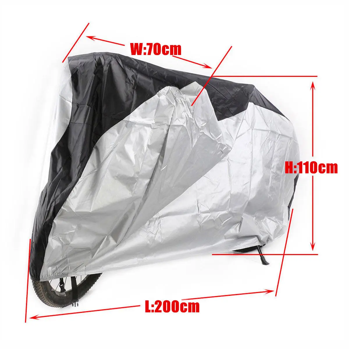 غطاء دراجة مقاوم للماء مقاس Xl أسود بحافة فضية في الهواء الطلق مقاوم للغبار وواقي دراجة الطريق الجبلية والأشعة فوق البنفسجية المستقرة والرياح