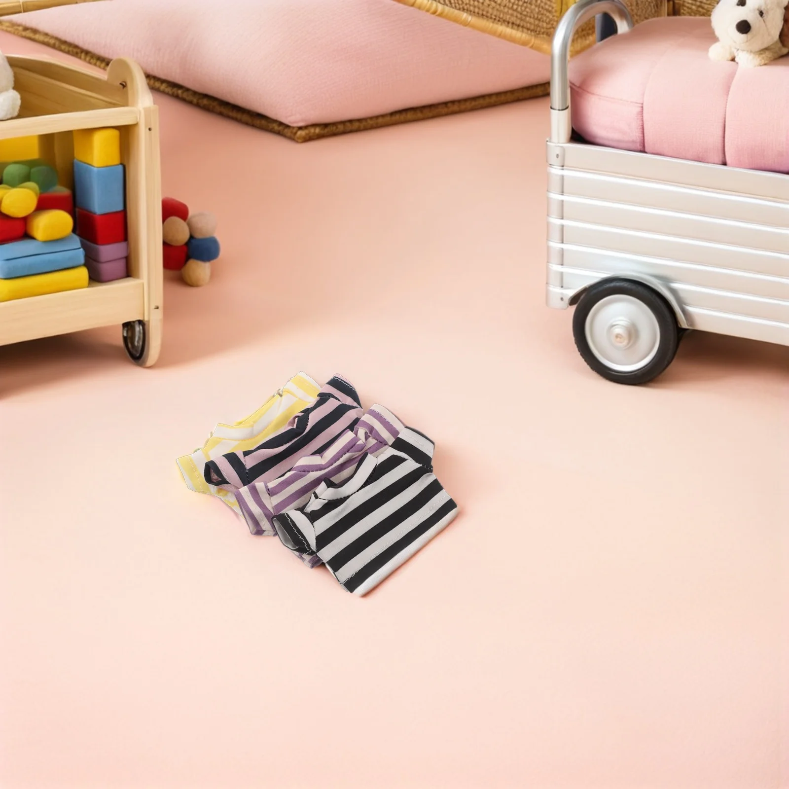 8 szt. Zestaw ubranek dla zwierząt 10,5x5,5 cm Bawełniane koszulki w paski dla pluszowych misiów Akcesoria do samodzielnego tworzenia strojów Ubrania na urodziny i Boże Narodzenie