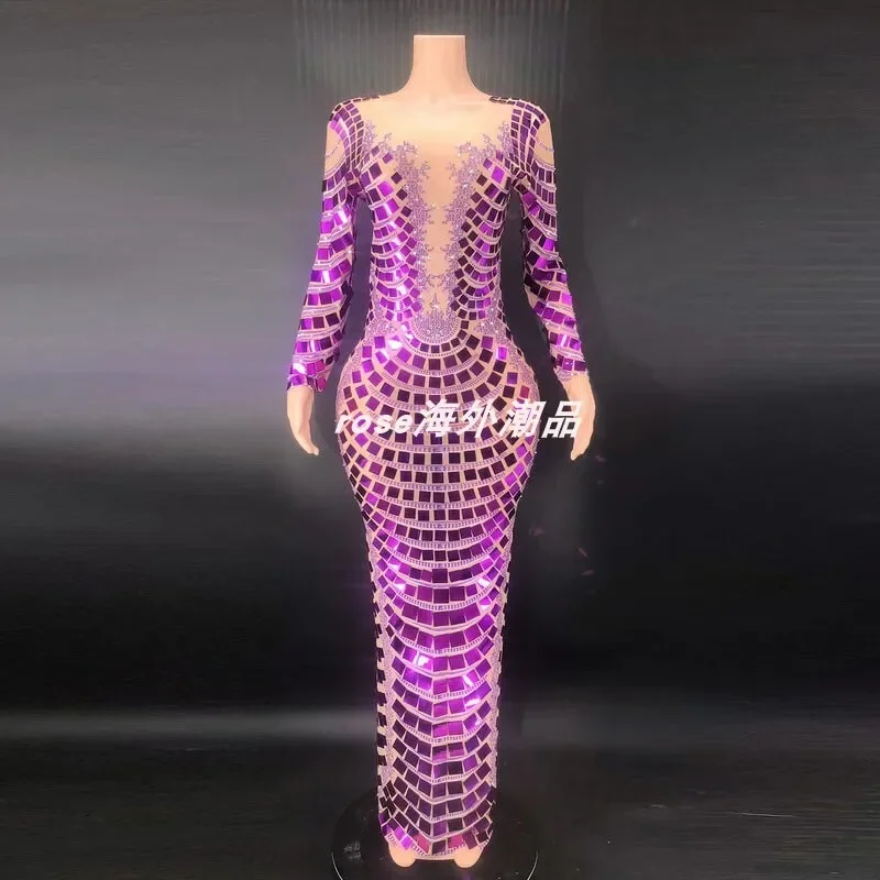 

Sparkling Purple Sequin Dress Cocktail Women's Long Dress Evening Dress