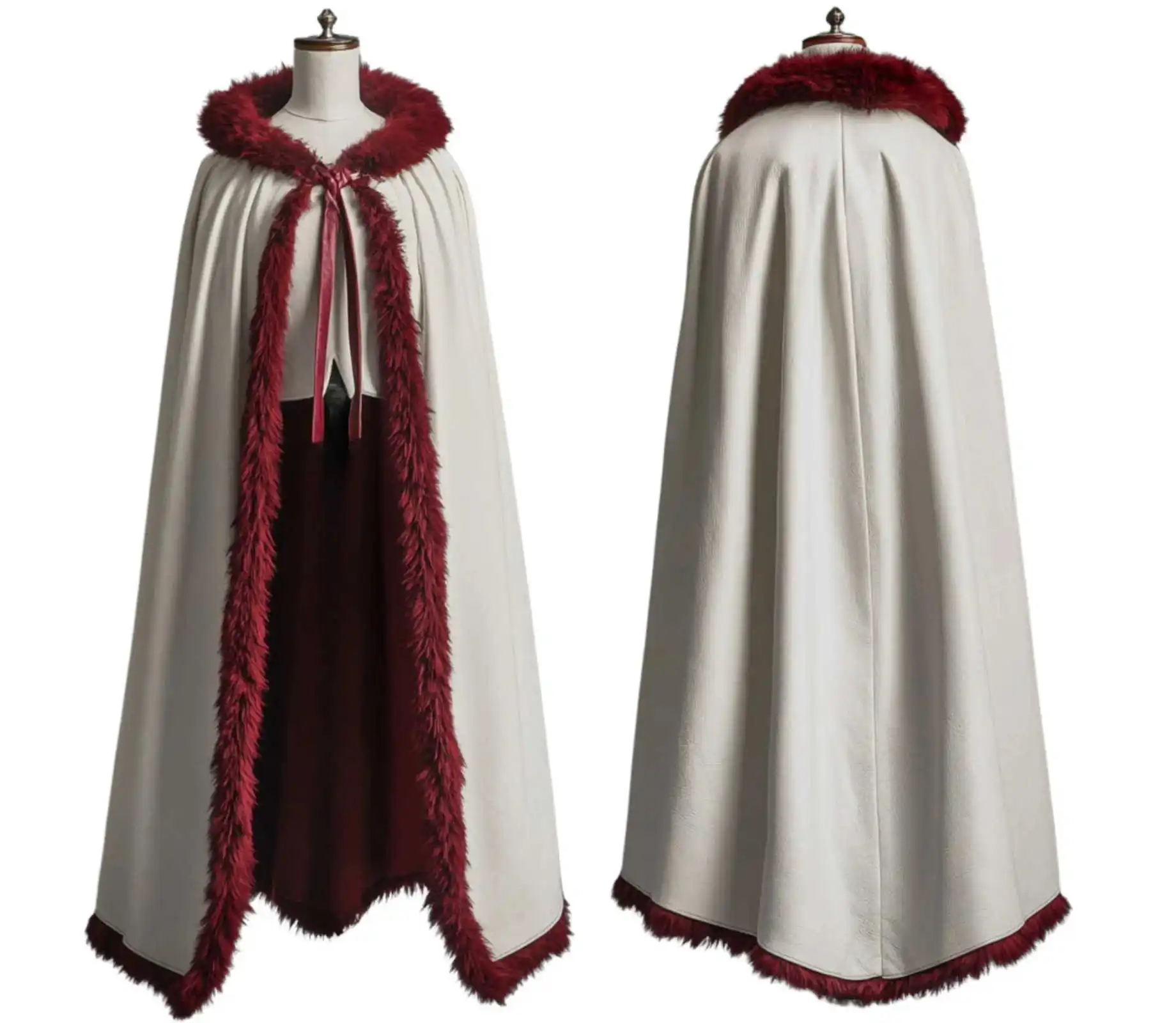 وهمية الفراء مقنعين عباءة الزفاف كيب عيد الميلاد هالوين جودة عالية ثنيات الشتاء الزفاف سترة طويلة زي تأثيري مخصص #1