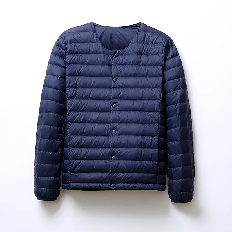 Schinteon Men White Duck Down Jacket UltraLight Thin Coat V-Neck Casual Short Outwear Autumn Winter Liner Clothing 2026 New