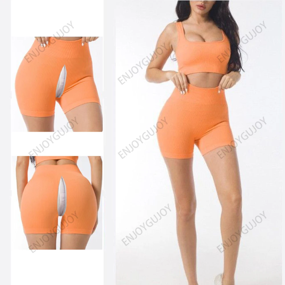 High Waist Seamless Yoga Pants for Women, Invisible Open Crotch, Quick Drying Thread Fitness Shorts, Peach Buttocks Pants, Outdo