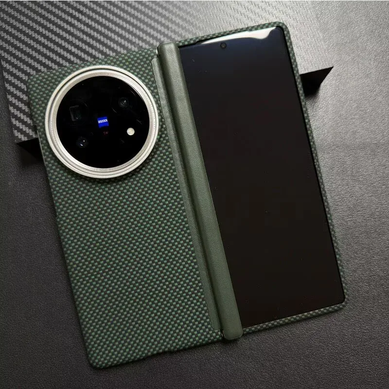 مناسب لهاتف vivo XFold5 القابل للطي، جراب هاتف كيفلر، غطاء حماية مغناطيسي من ألياف الكربون الأراميد ذو المحور الأوسط #5