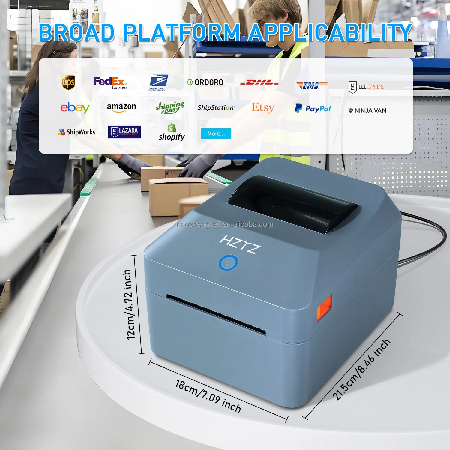 Adhesive Label Printer Barcode Sticker Printing Machine Thermal Label Printer Waybill 4-Inch Shipping Label Printer