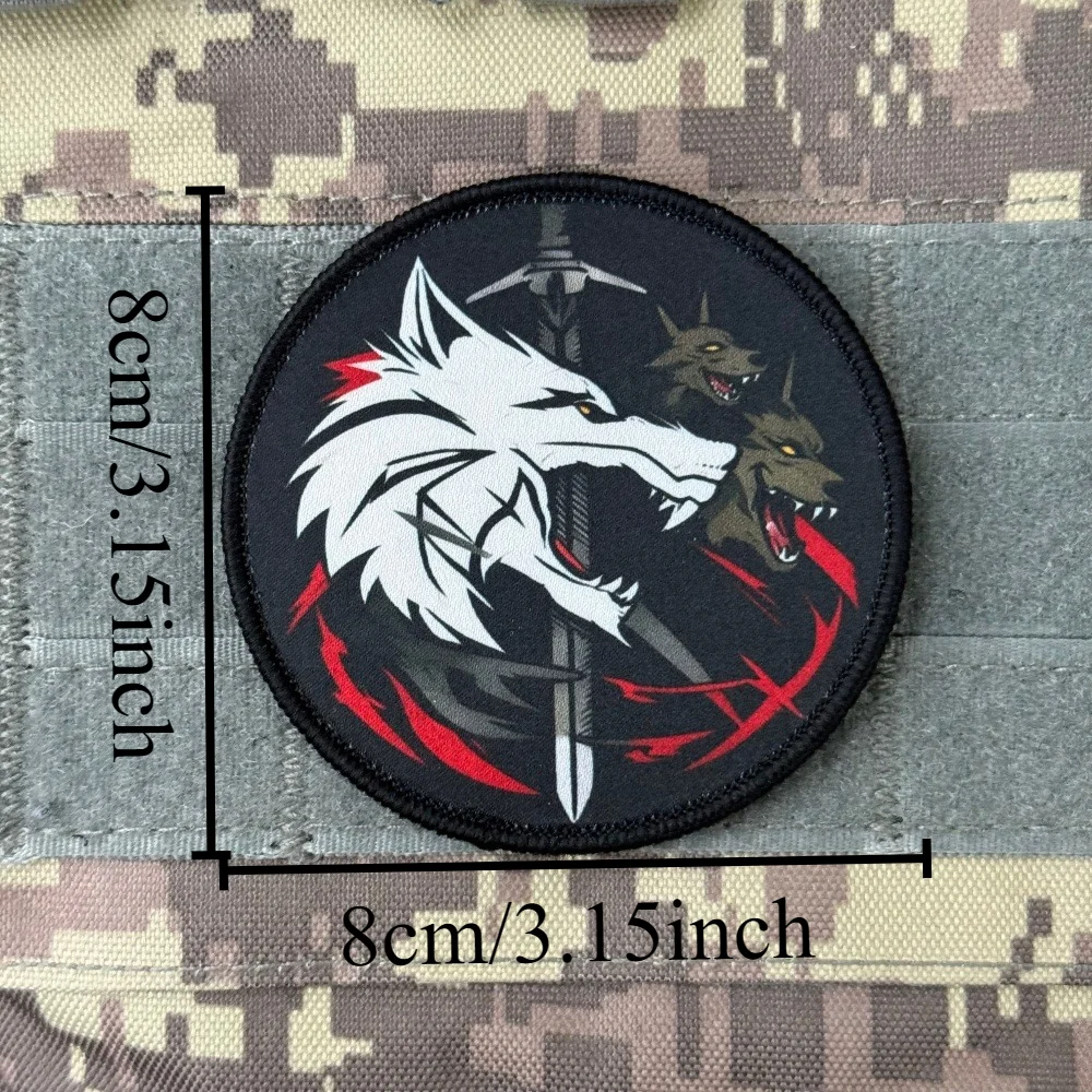 Parche táctico lobo y espada – Insignia de moral con gancho y bucle - imagen 4