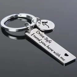 Drive Safe Keychains A-Z Initials Letters Men Women Stainless Steel Key Chain Birthday Chritsmas Father's Day Gifts Jewelry