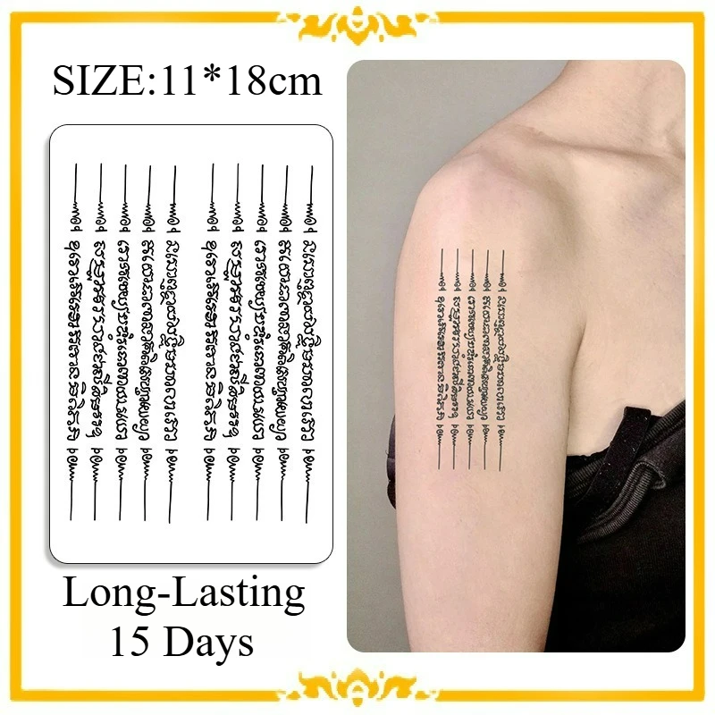 

Thai scriptures Temporary Tattoos for Men Women Waterproof Long-Lasting 15 Days Tattoo Stickers Realistic Fake Tattoo body art