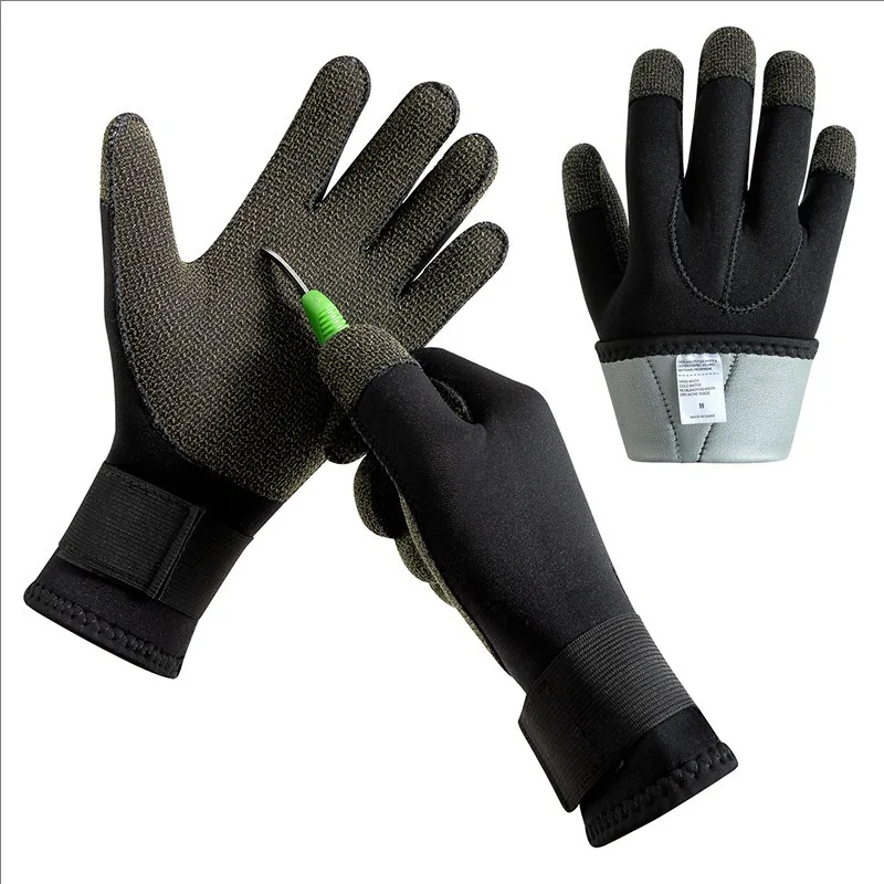 3/5mm Verdicken Kevlar Tauchen Handschuhe Kratzfest Fisch Jagd Warme Handschuhe Deep Dive Unterwasser Speerfischen Skifahren Handschuhe – Detail 17