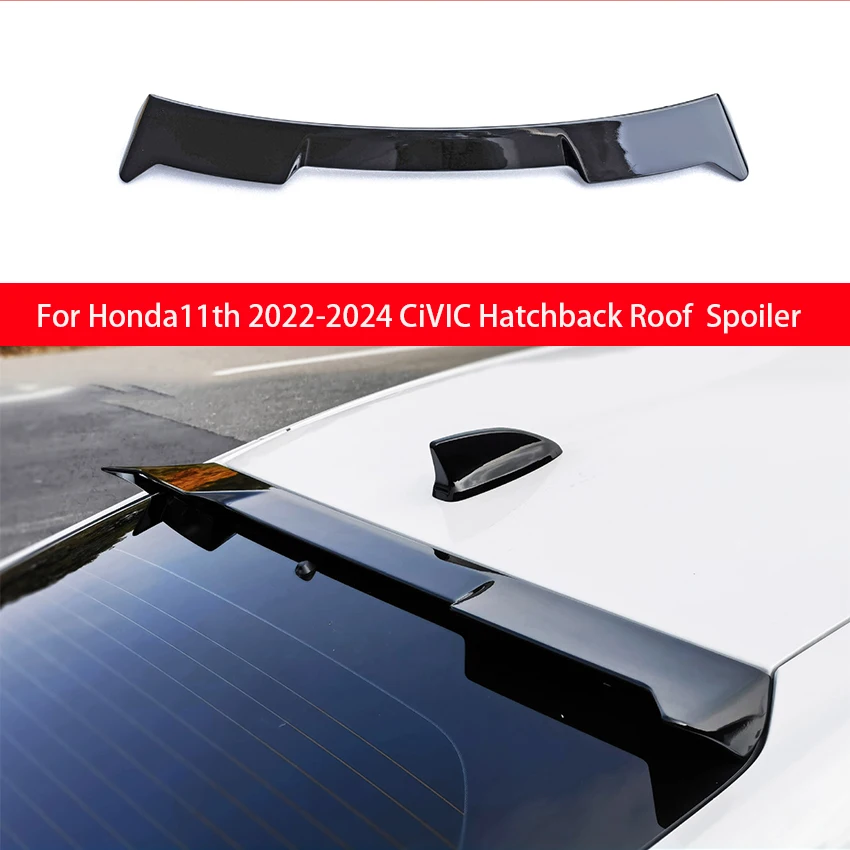 

For Honda 11th CiVIC Hatchback Rear Window Roof Spoiler Wings Black Carbon Tuning Car Styling Accessories 2022 2023 2024