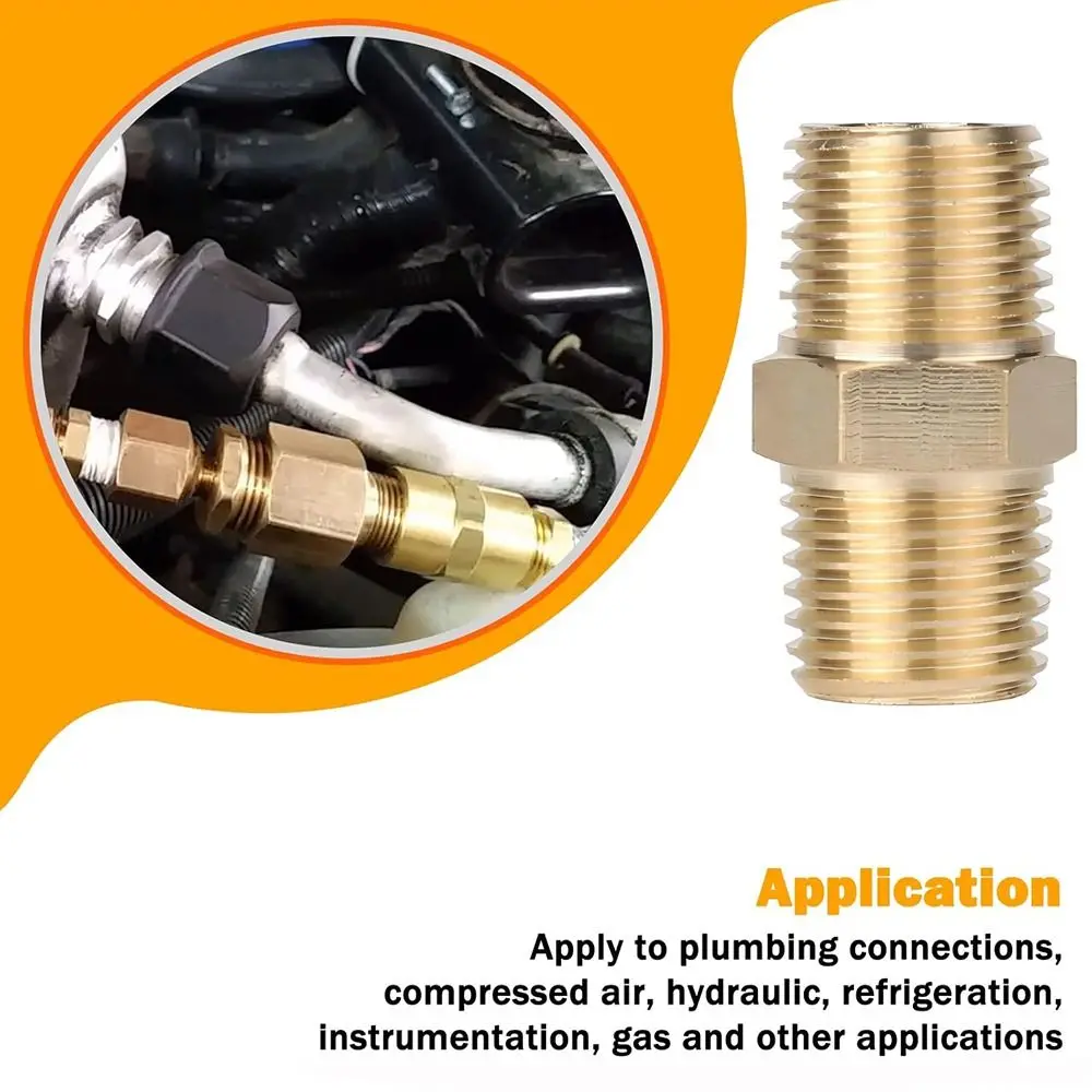 Adapters Solid Brass Brass Connectors Male Thread Hex Design NPT Male Nipples Brass Pipe Adapter Fittings