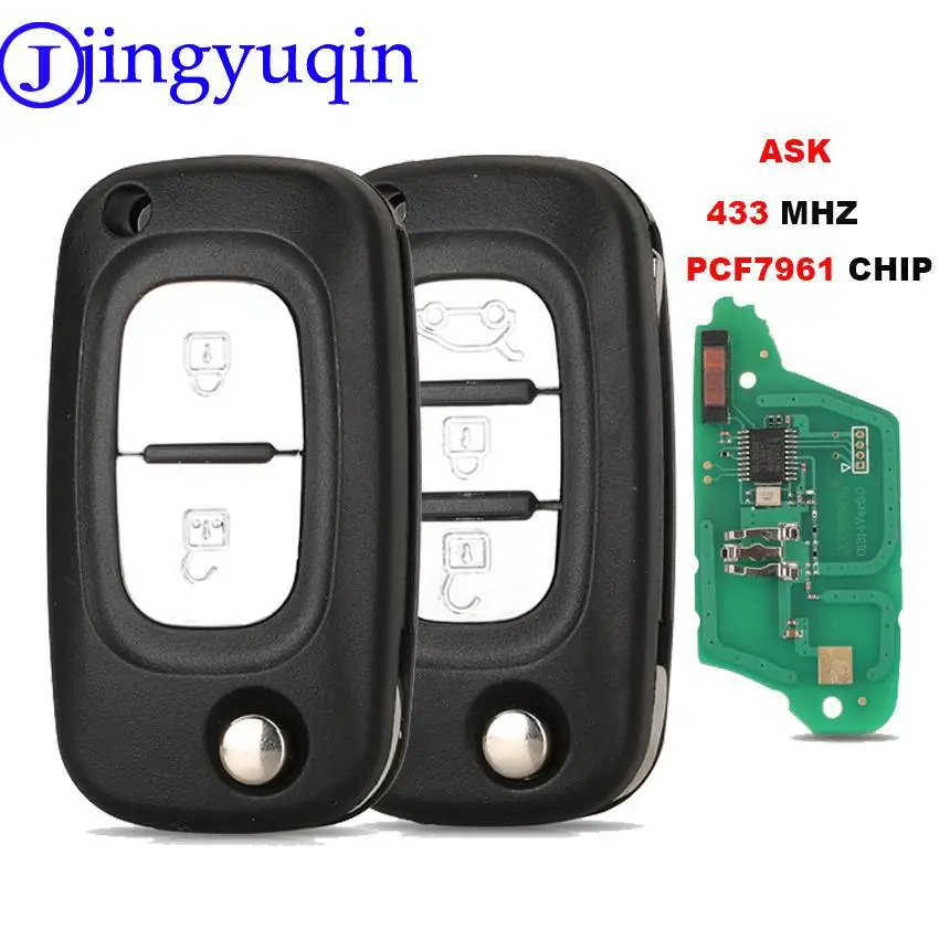 

jingyuqin Remote Car Key 433MHz pcf7961 chip For Mercedes-Benz Smart Foding flid Key Control Key