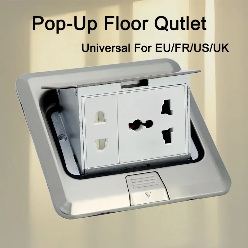 

Stainless Steel Pop-Up Floor Outlet Hidden Type For EU/FR/US/UK/Universal Power Socket Electrical Switch Hidden Floor Socket