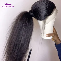 26 28 30 inch 13x4 Kinky Straight Human Hair Wigs For Women Pre Plucked Thick Yaki Straight Lace Frontal Human Hair Wig