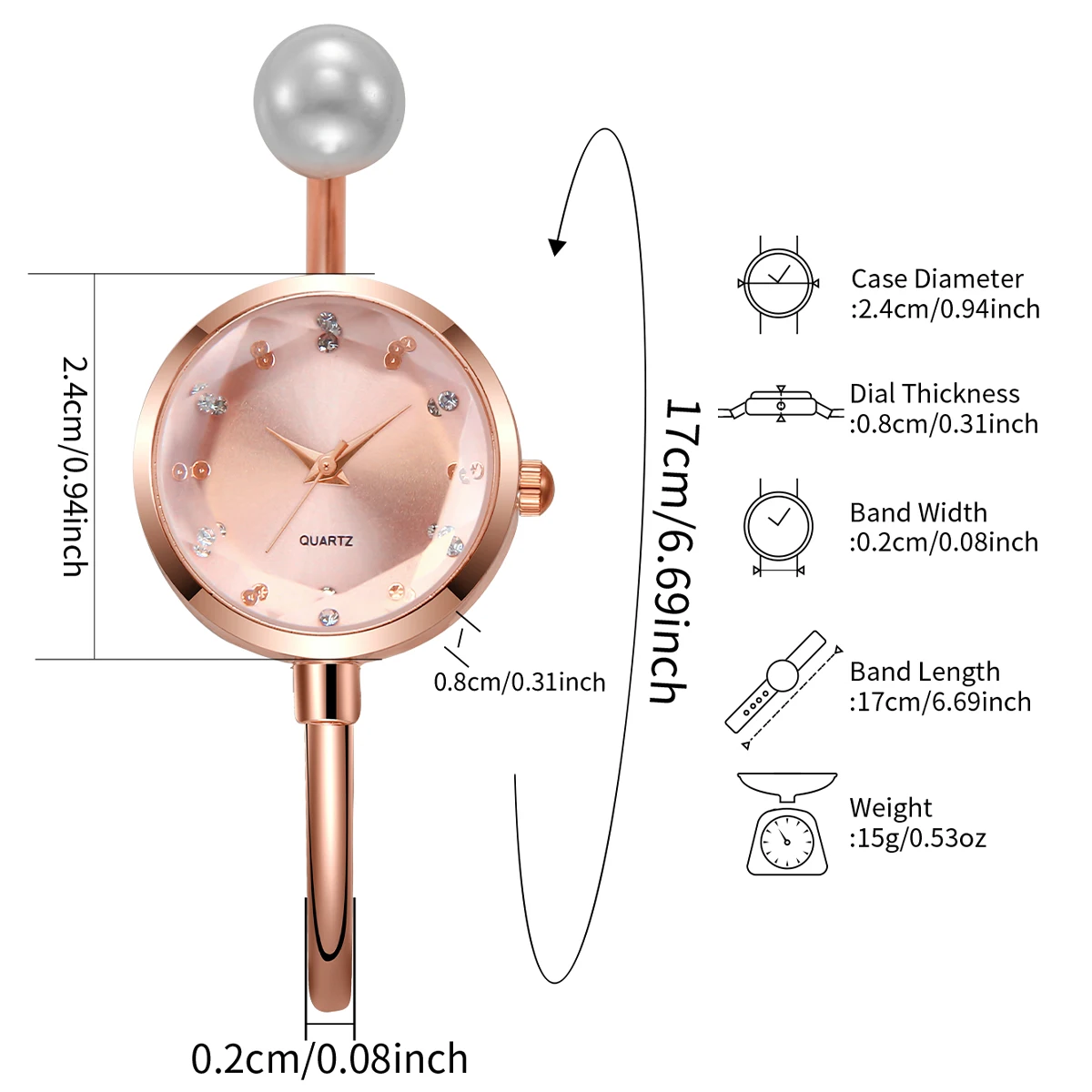Elegant Pearl Bracelet Strap Women Quartz Watch Fashion Rhinestone Dial Quartz Watch Ladies Clock Reloj Mujer image 6