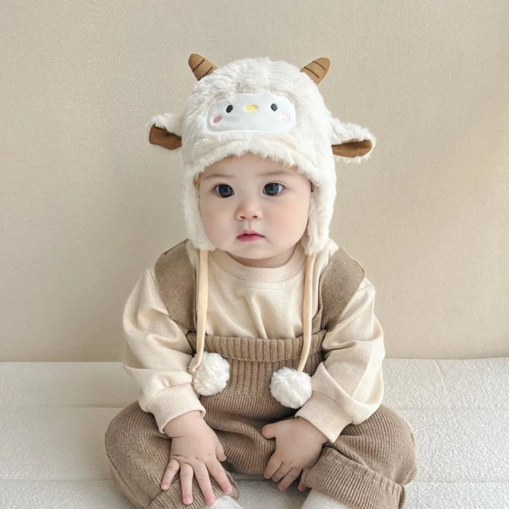 

New Warm Pullover Cap Windproof Coldproof Ear Protection Hat Plush Cute Lamb Beanie Hat Outdoor Sports