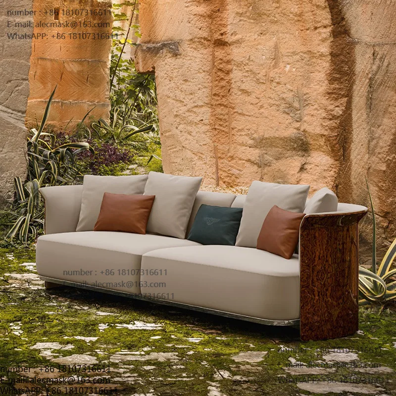 

Tofu cubes straight row latex four-person Italian light luxury high-end sofa living room combination