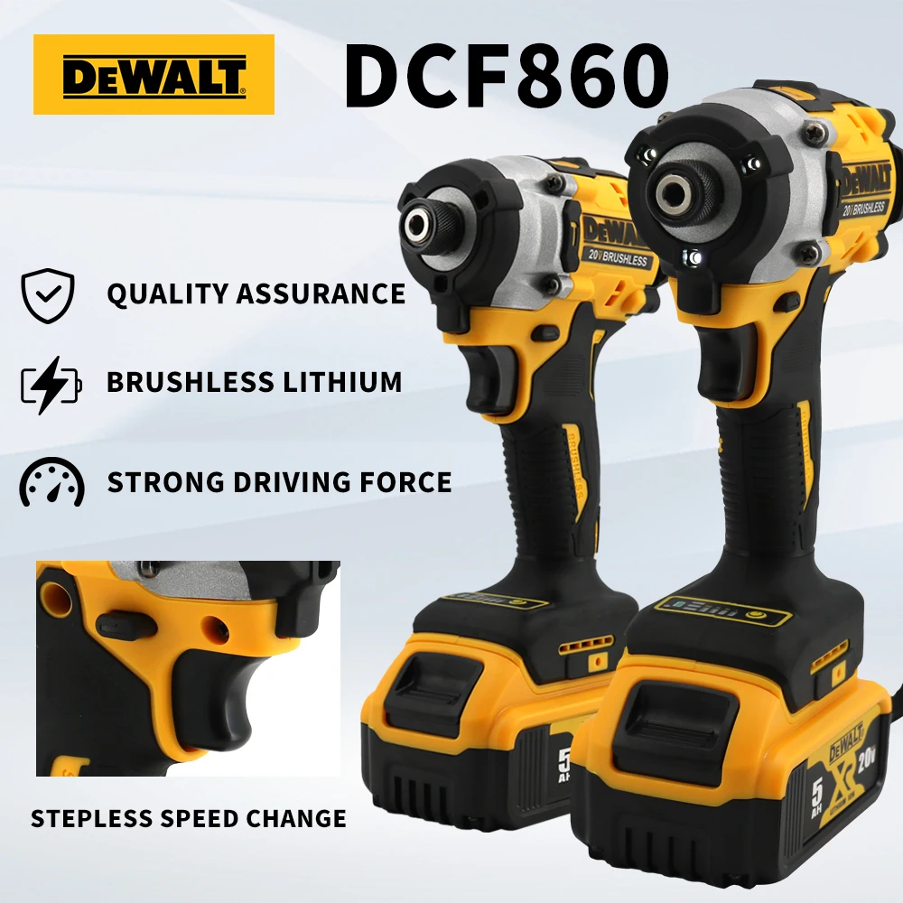 Dewalt-taladro eléctrico inalámbrico, destornillador de impacto, DCF860, herramientas eléctricas, batería, sin escobillas, recargable