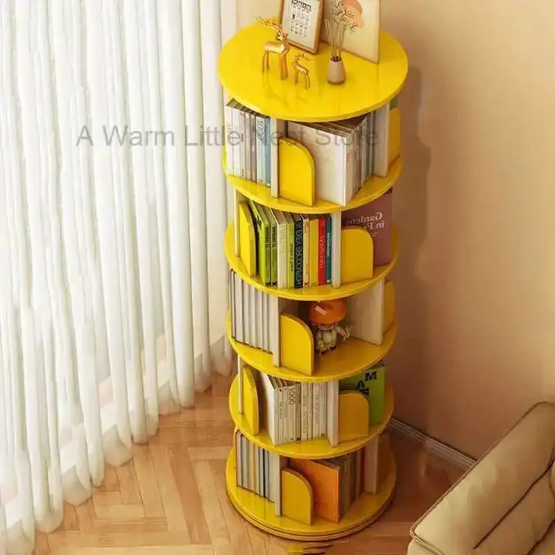 

Art Wall Mobile Rotating Bookcase Aesthetic Nook Wheels Door Rotating Bookcase Desk Shelf Estante Para Libros Home Decor