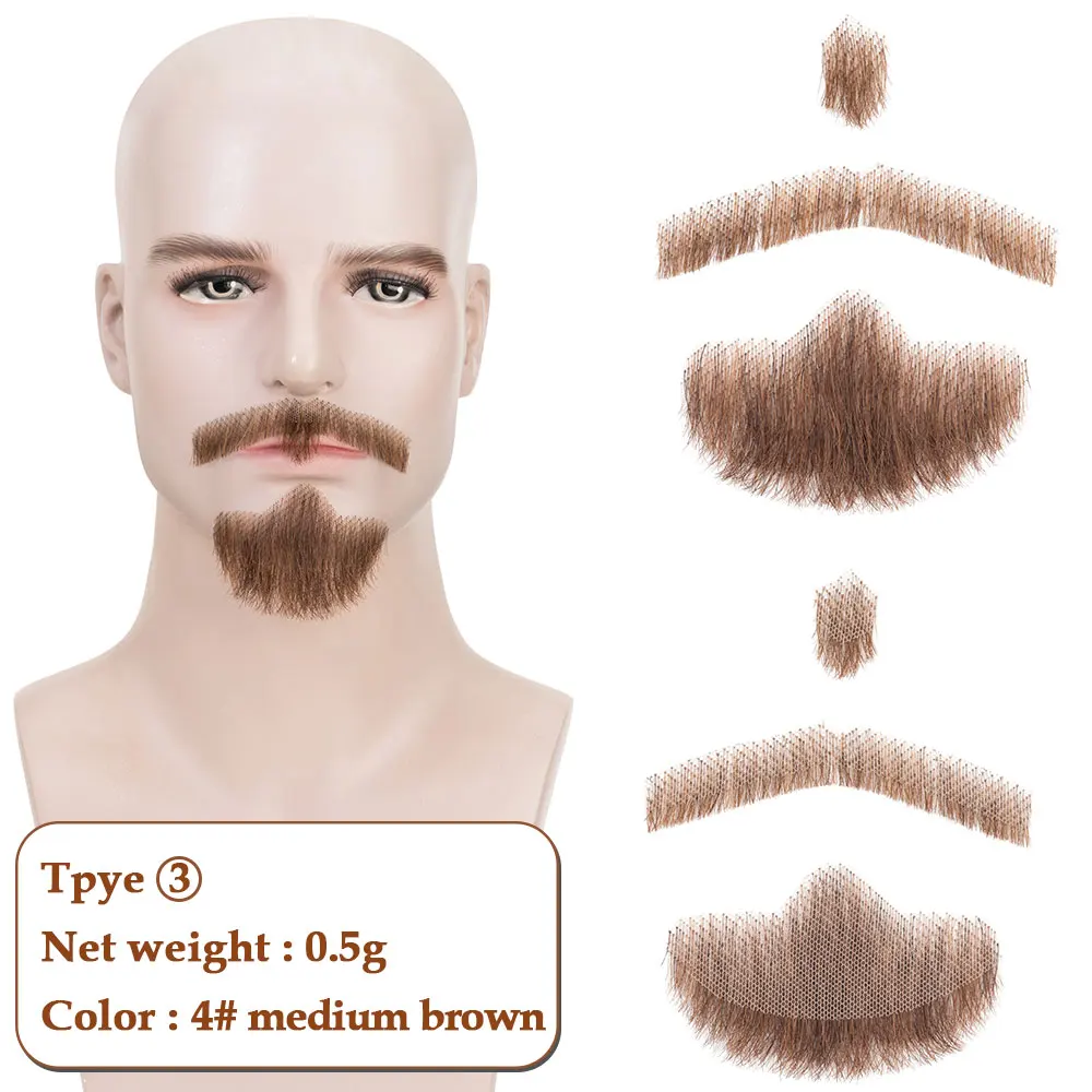 Gefälschter Bart für Männer, realistisch, 100 % Echthaar, vollständig handgebunden, Spitzbart, falsche Bärte, Spitze, unsichtbarer gefälschter Schnurrbart für Halloween-Dressing – Detail 13