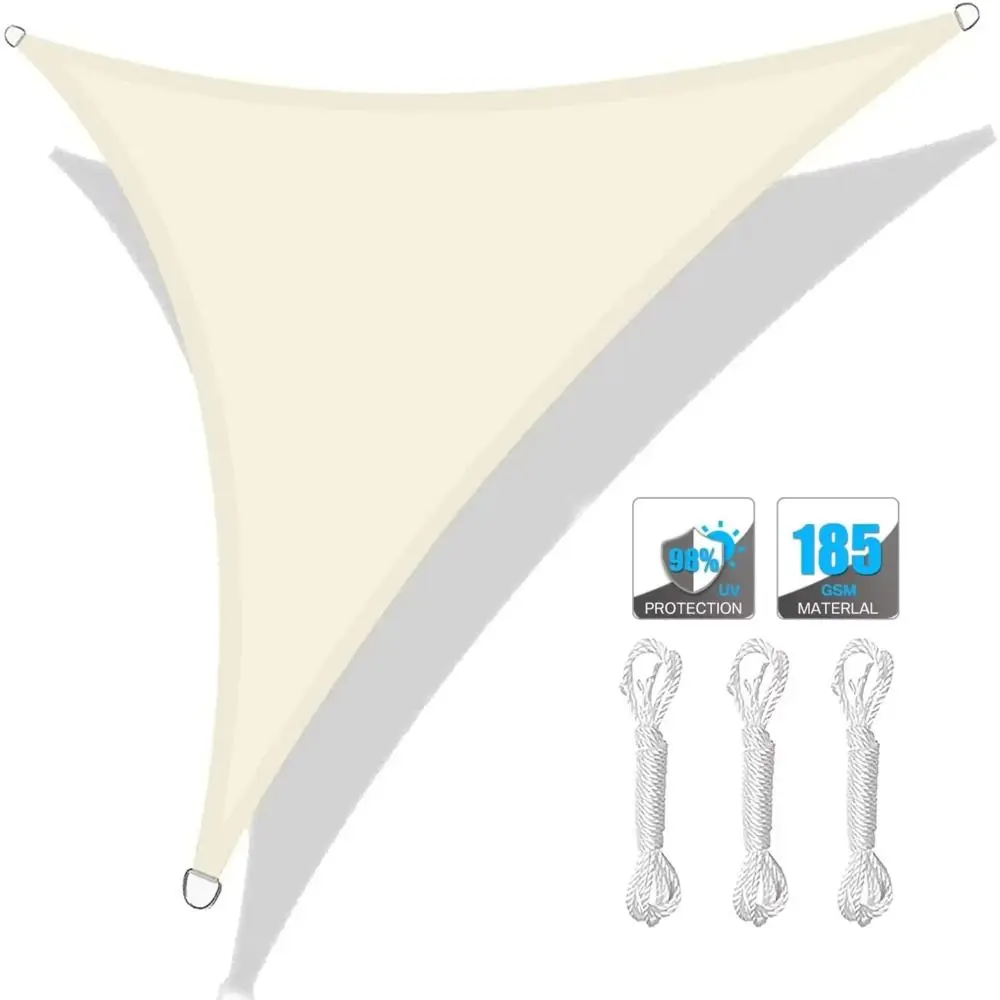 

Adjustable Triangle Waterproof Sun Shelter With Ropes 3x3x3M Size Outdoor Canopy 95% UV Block Durable Triangle Sunshade Patio