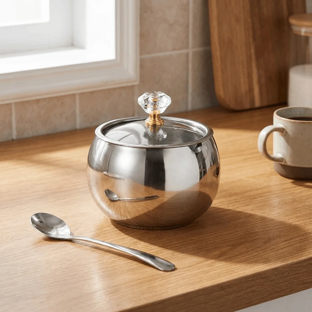 

Multi-functional Kitchen Condiment Pots Wide-mouth Moisture-proof Seasoning Tank with Soup Spoon Rust-proof Spice Jar