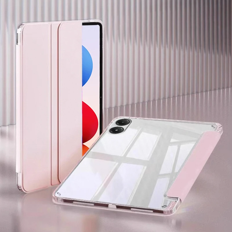Funda For Poco Pad M1 Case With Pen Holder Trifold PU Leather Acrylic Back Stand Tablet Coque For Redmi Pad 2 Pro Case 12.1 inch
