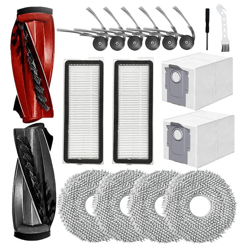 ABKR 18 قطعة ل Roborock Qrevo منحنى/P20 برو جهاز آلي لتنظيف الأتربة أجزاء استبدال فرش جانبية رئيسية أكياس الغبار ممسحة منصات مرشحات