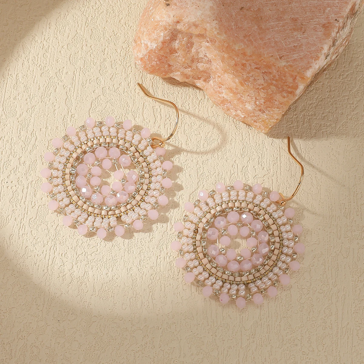 Vintage Floral Rhinestone Beads Drop Swing Earrings