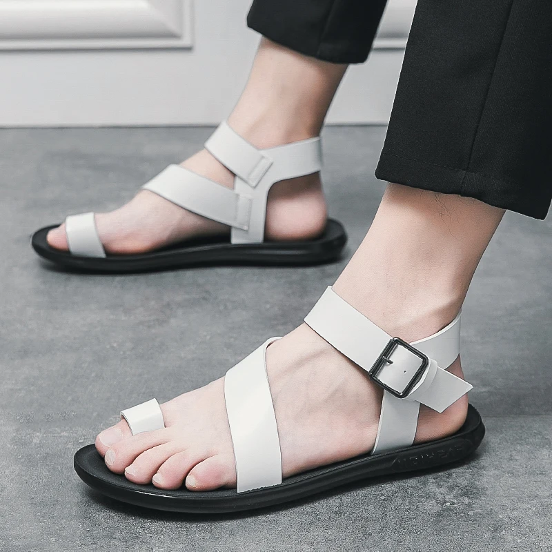 New Black Men Sandals Buckle Strap White Casual Shoes  Size 38-45 Zapatillas De Futbol Para Hombre