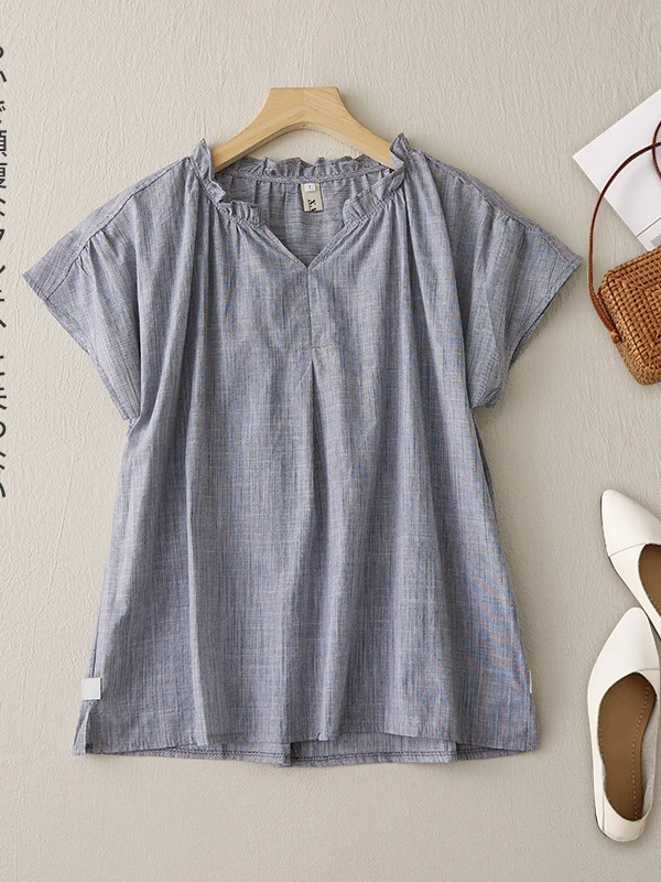 

Korean Japanese Brand Doll Collar Shirt Women's plus Size Fashion Artistic Commute Simple Match Small Shirt Casual Loose Fit