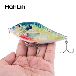 Hanlin Crankbait Lifelike 100MM 45G Slow Sinking Jerkbait Fishing Lure Slider Swim Action Hard Body Jerk Bait for Pike Musky