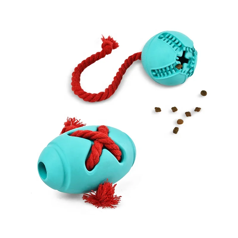 

Petstar Interactive Fetch Toss Molar Rope Durable Rubber Chew Pet Leakage Food Treat Dog Toy