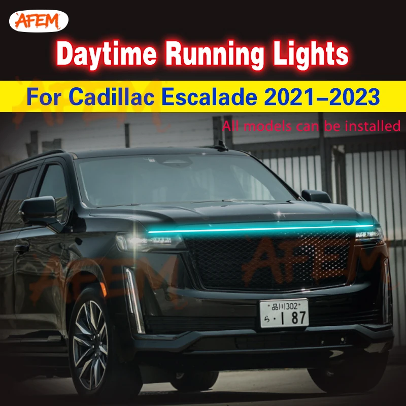 12V Car Hood Light Strip LED Daytime Running Light For Cadillac Escalade 2021-2023 Waterproof Auto Hood Decorative Ambient Lamp