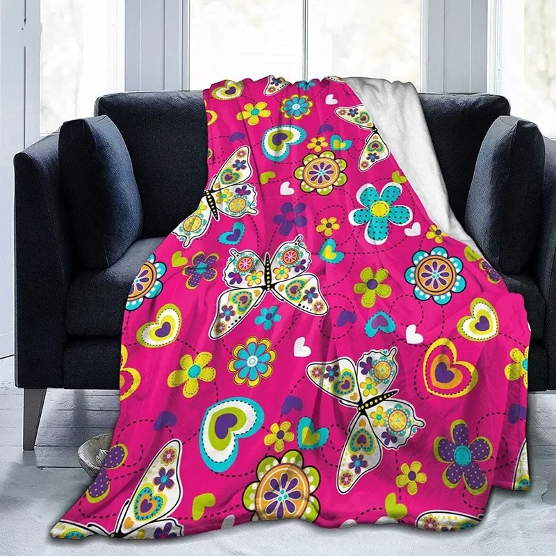 Butterfly Pattern Flannel Throw Blankets for Couch Bed Sofa Car Cozy Soft Blanket Queen King Full Size for Kid Women Adult Gifts