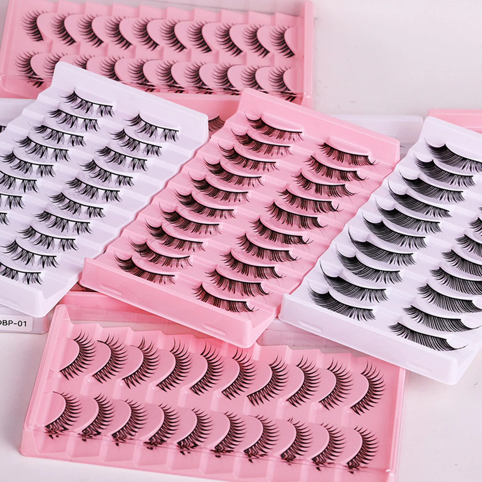 10 Paar gefälschte Wimpern, Anime-Wimpern, flauschige Wimpernverlängerung, natürliches tägliches Make-up, Manga-Wimpern, schwarzes Band, falsche Wimpern