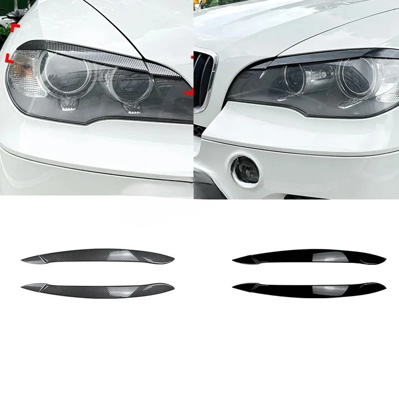 

For Bmw X5 E70 30i 30d 35d 35i 40d 48i 50i M50d X5M 2008-2013 ABS Black Front Headlight Eyebrows Eyelid Cover Lid Eyebrow