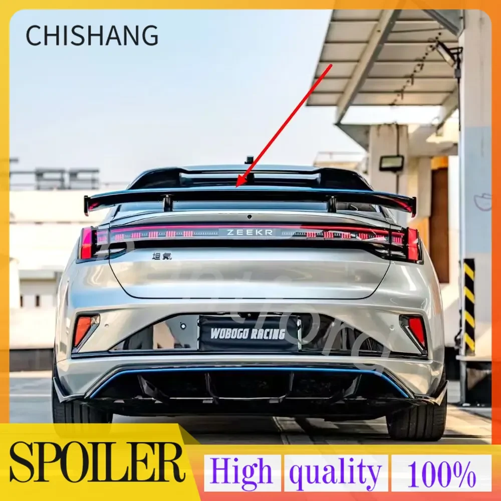 FR style Black Trunk Tail Rear Wing Spoiler For ZEEKR 001 2021-2023 EV MC Sport Fixed Wing Zeekr montford No Punching