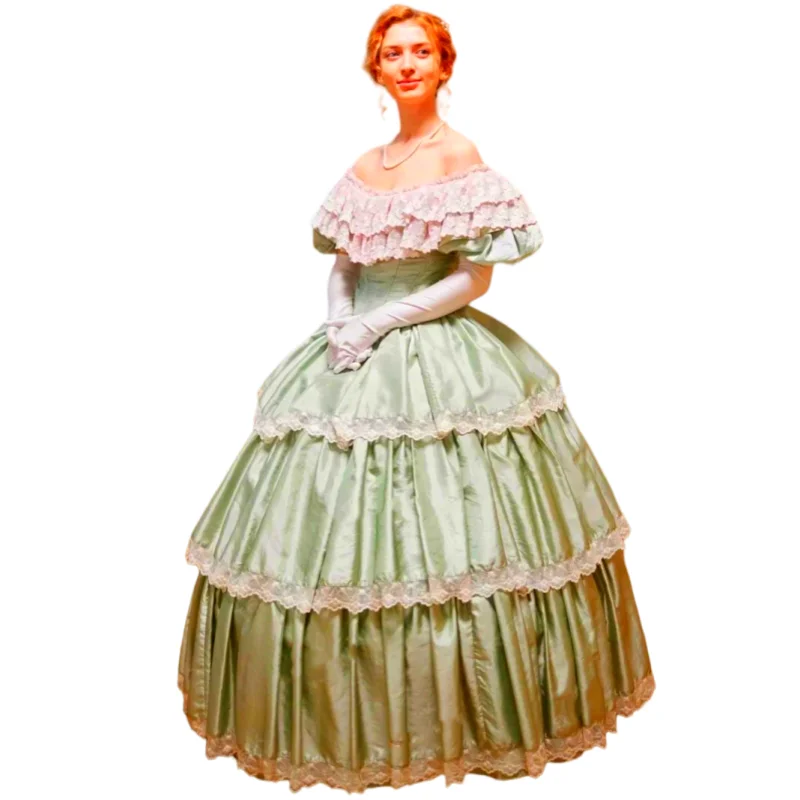 Vestido de baile vitoriano 1860, comprimento até o chão, fantasia de princesa, guerra civil histórica, belle do sul, vestido de festa de casamento personalizado