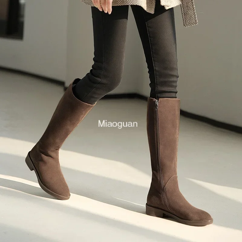 New Woman Suede Winter Sexy Thick-heeled Women\'s Boots Casual Riding Boot Warmth Non-slip High Boots Shoes Zipper Boots of Women