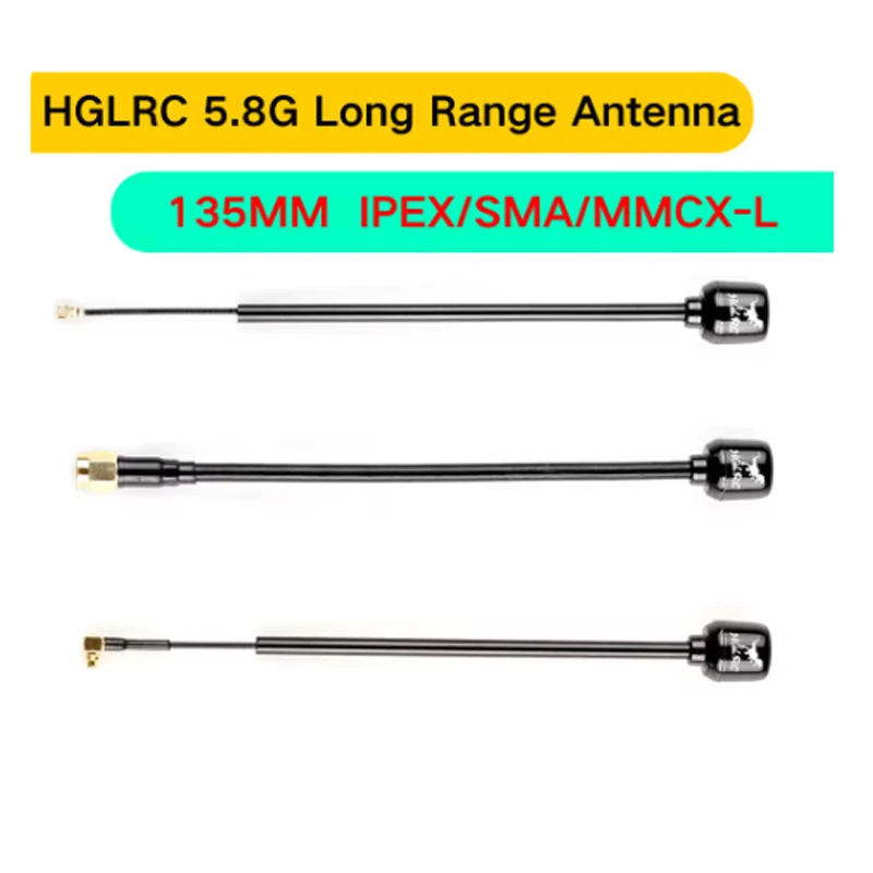 Hglrc mini Langstrecken hammer antenne mini rhcp lhcp spin sma ipex mmcx winkel 5,8g 2,5 dbi 135mm für rc fpv renn drohne