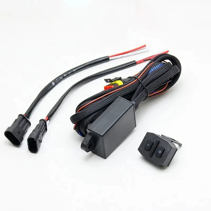 1set Motorcycles LED Spotlight Switch Fog Light Wiring Harness Relay Wire with Flash Wireless Controller Switch Universal