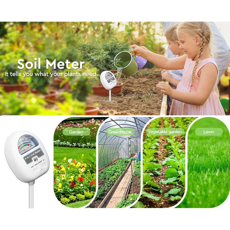 Hot Sale 4-In-1 Soil Moisture Meter Soil PH Meter Soil Water Meter Soil Tester For Moisture For Garden/Farm/Plants