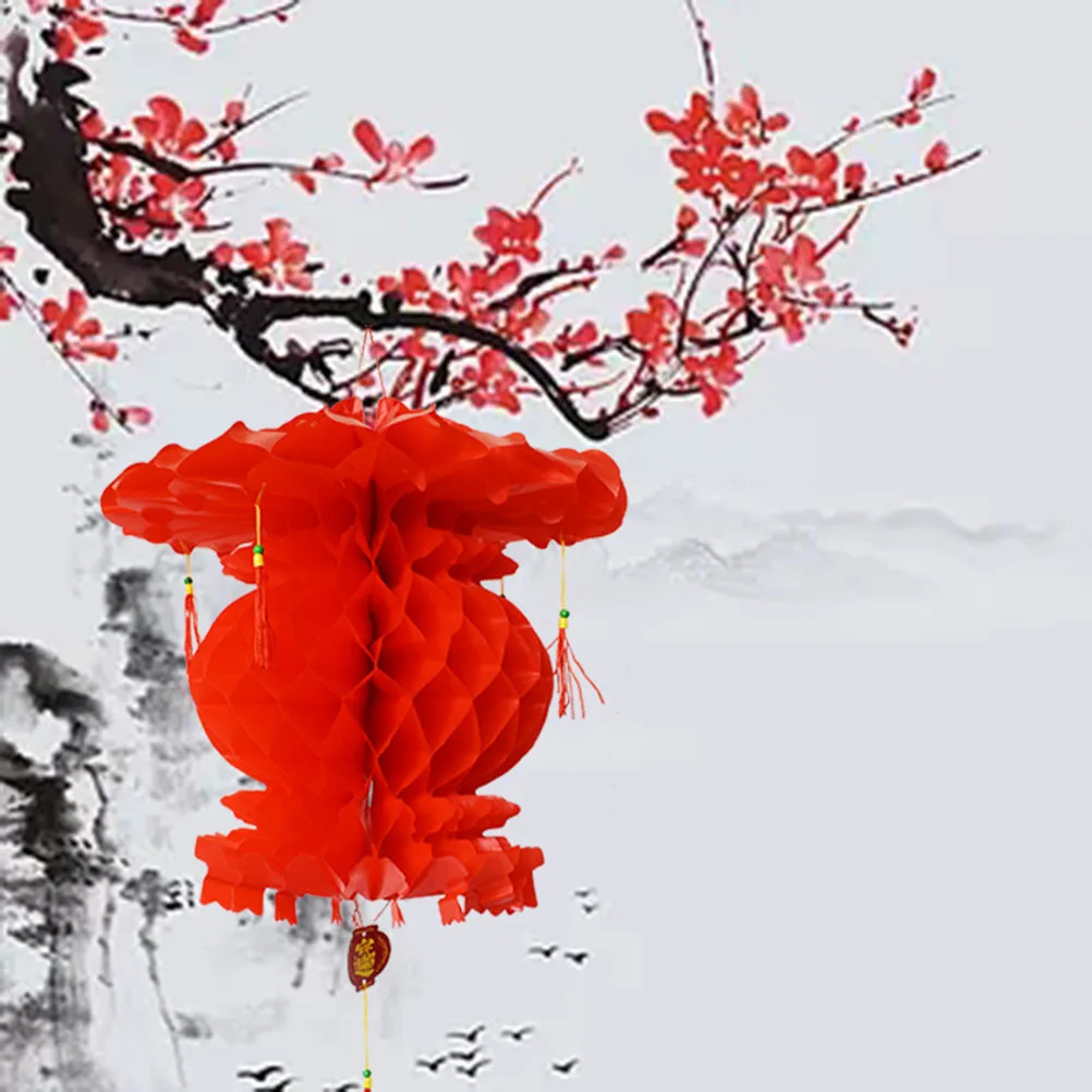 

10pcs Rainproof 3D Red Lanterns Hanging Chinese Outdoor Waterproof Solar Lights For Wedding Spring Festival Party Decoration