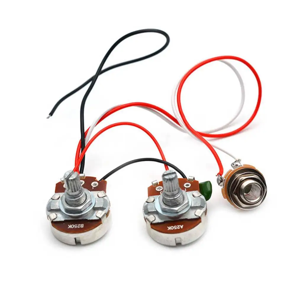 Tooyful Bass Wiring Harness Prewired 3 Way Toggle Switch 250k 1T 1V Pots for Electric Bass image 6