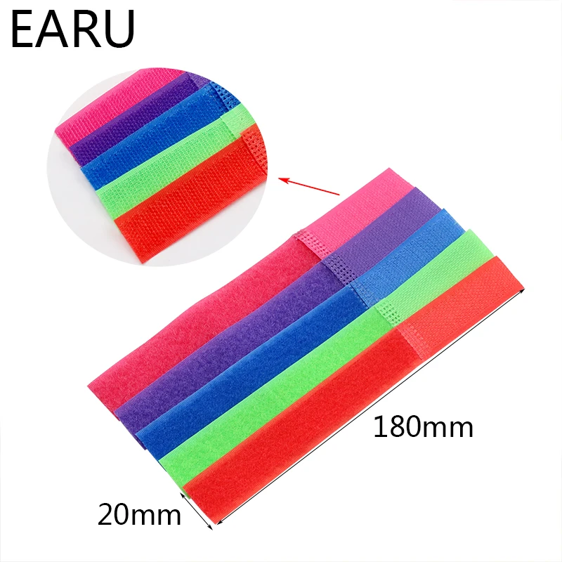 8Pcs Reusable Cable Ties 18cm Nylon Hook Loop Strap Cord Organizer Wire Management Winder for PC Power Cable Mouse Headphone