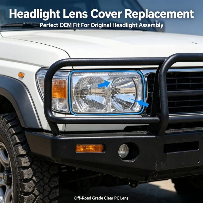 Moggic Headlight Lens Cover Fit For Toyota Land Cruiser FJ70 LC70 2007 Left Right Front Outer Polycarbonate Replacement