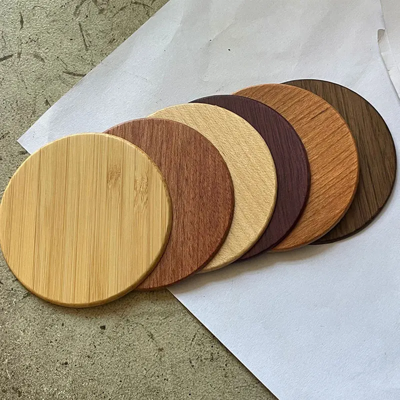 5PCS Bulk 2.4 3.8 1.5 0.9 inch Round Coaster Wood Blanks for Laser Engraving Diy 1.8mm Thick Walnut Cherry Bamboo Rosewood