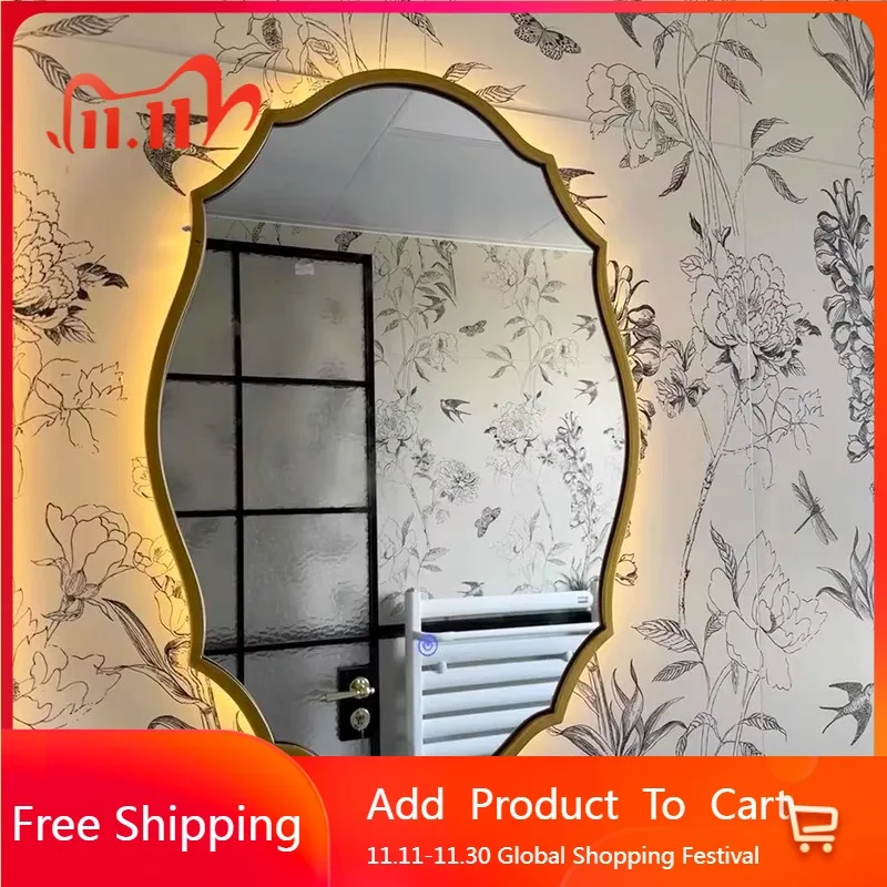 

Cheap Creative Mirror Accent Luxury Design Interior Fashion Light Aesthetic Large Mirror Hanging Espelhos Ornaments Home Decor